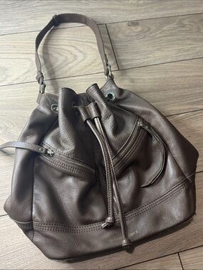 B.Makowsky  Leather Drawstring Bucket Bag